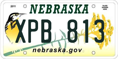 NE license plate XPB813