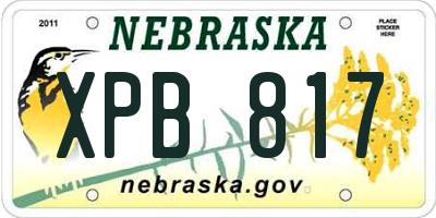 NE license plate XPB817