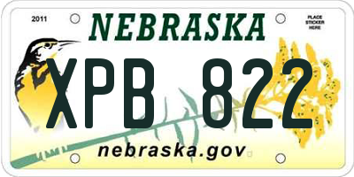 NE license plate XPB822