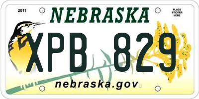 NE license plate XPB829