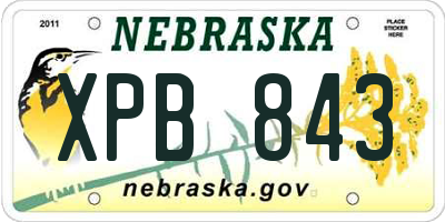 NE license plate XPB843