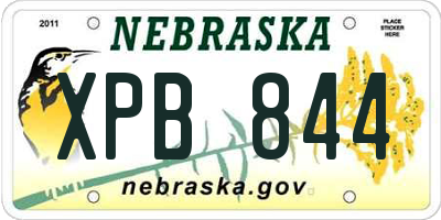 NE license plate XPB844