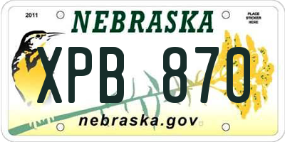 NE license plate XPB870