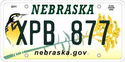 NE license plate XPB877