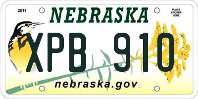 NE license plate XPB910