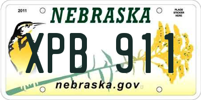NE license plate XPB911