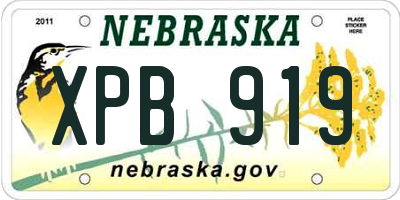 NE license plate XPB919