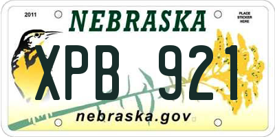 NE license plate XPB921