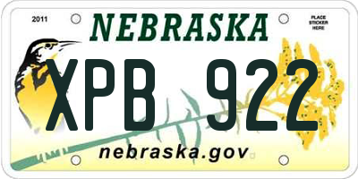 NE license plate XPB922