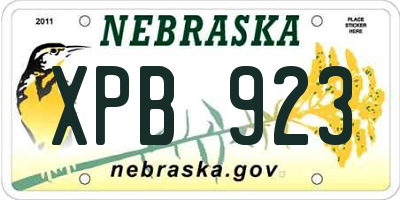 NE license plate XPB923