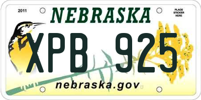 NE license plate XPB925