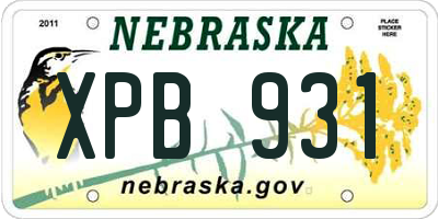 NE license plate XPB931