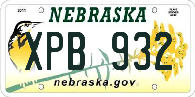 NE license plate XPB932