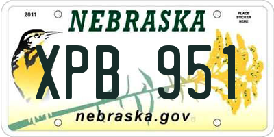 NE license plate XPB951