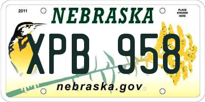 NE license plate XPB958