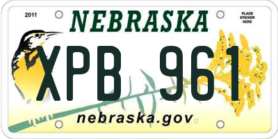 NE license plate XPB961
