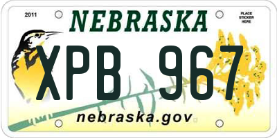 NE license plate XPB967