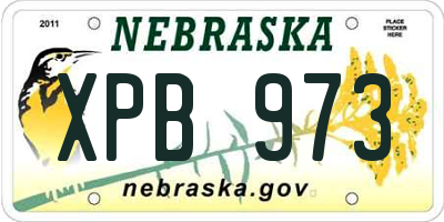 NE license plate XPB973