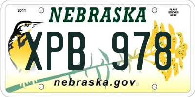 NE license plate XPB978