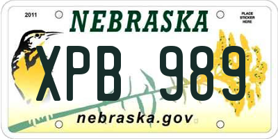NE license plate XPB989