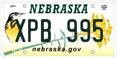 NE license plate XPB995