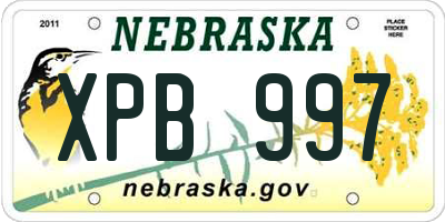 NE license plate XPB997