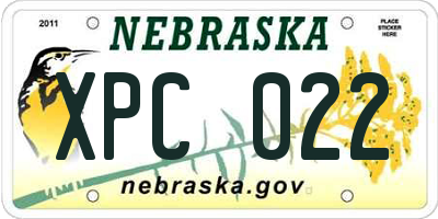 NE license plate XPC022