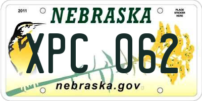 NE license plate XPC062