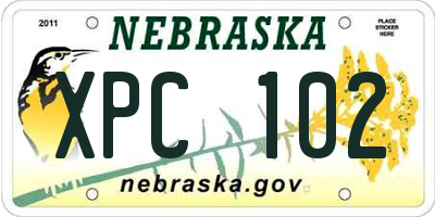 NE license plate XPC102