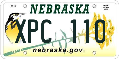 NE license plate XPC110