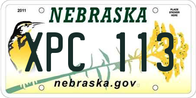 NE license plate XPC113