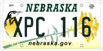 NE license plate XPC116
