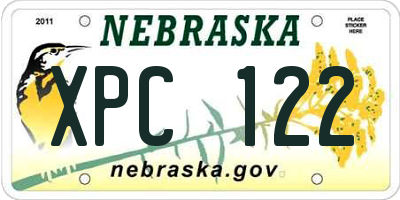 NE license plate XPC122