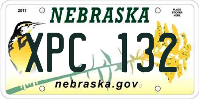 NE license plate XPC132