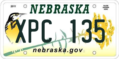 NE license plate XPC135