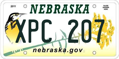 NE license plate XPC207