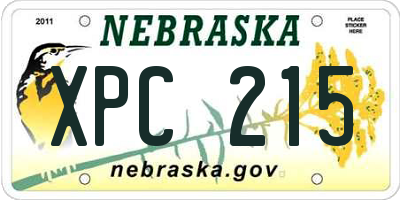 NE license plate XPC215