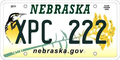 NE license plate XPC222
