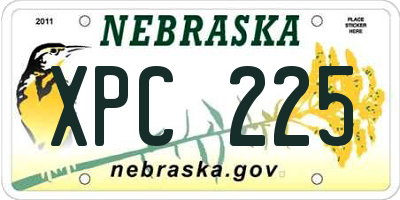NE license plate XPC225