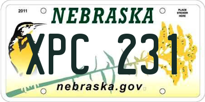 NE license plate XPC231