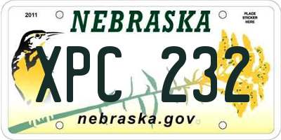 NE license plate XPC232