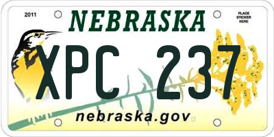 NE license plate XPC237