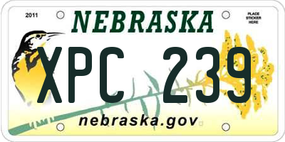 NE license plate XPC239