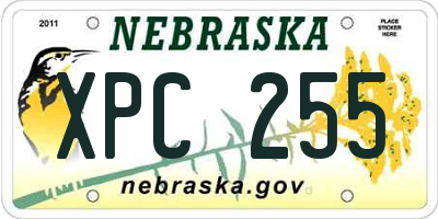 NE license plate XPC255