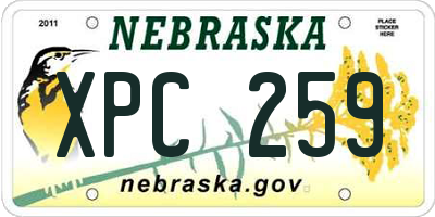 NE license plate XPC259