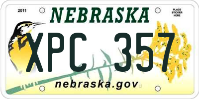 NE license plate XPC357