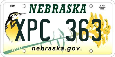 NE license plate XPC363