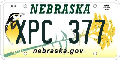NE license plate XPC377
