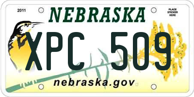 NE license plate XPC509