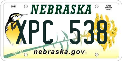 NE license plate XPC538